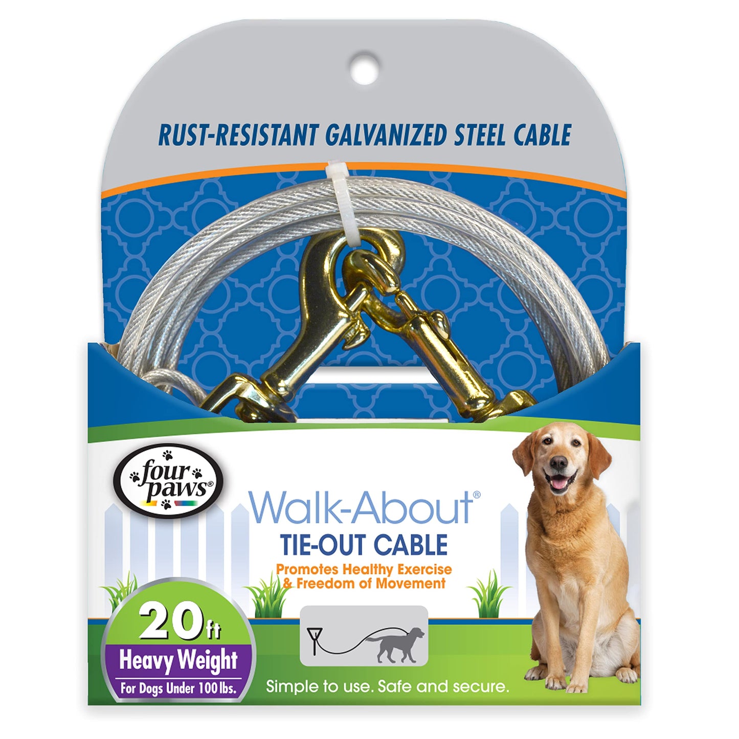 Four Paws Tie Out Cable /Heavy Weight 20'
