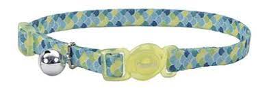 COASTAL - Fashion Adjustable Breakaway Collar - 3/8" x 8-12" - Lime Teal Scales