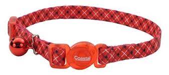 COASTAL - Fashion Adjustable Breakaway Collar - 3/8" x 8-12" - White Red Plaid