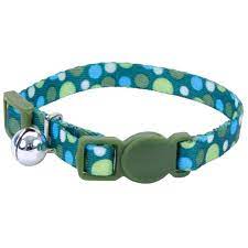 Coastal Li'l Pals Adjustable Breakaway Kitten Collar 5/16" x 6-8" Green Dots