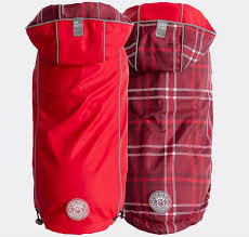 GF Pet Reversible Red Plaid Rain Jacket - Large