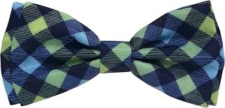 HUXLEY & KENT Bow Tie - Blue & Green Check - Small