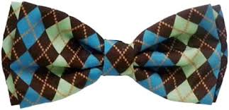 HUXLEY & KENT Bow Tie - Teal & Brown Argyle - XL