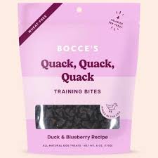 Bocce's Bakery Quack, Quack, Quack Duck & Blueberry Recipe Training Bites for Dogs 6oz