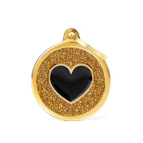 MY FAMILY - GOLD GLITTER BLACK HEART