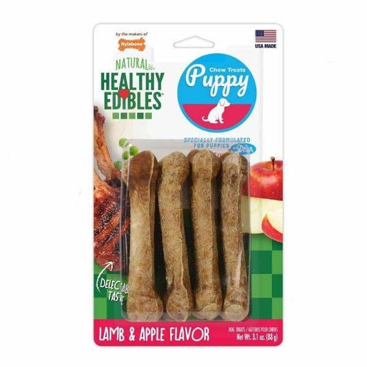 Nylabone Healthy Edibles Canine Chew Bone Lamb and Apple Flavor Petite 4 PK