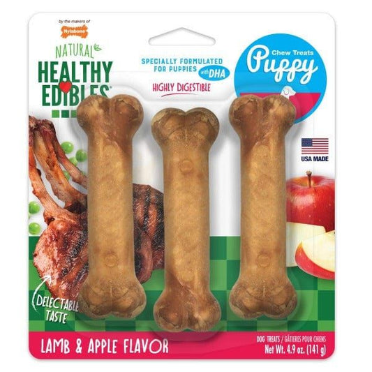 Nylabone Healthy Edibles Canine Chew Bone Lamb and Apple Flavor Regular 3 PK