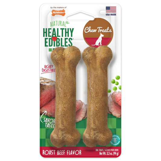 Nylabone Healthy Edibles Canine Chew Bone Roast Beef Flavor 2 PK