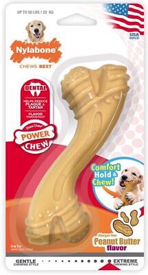 NYLABONE Power Chew Modern Curvy Bone Peanut Butter - Giant