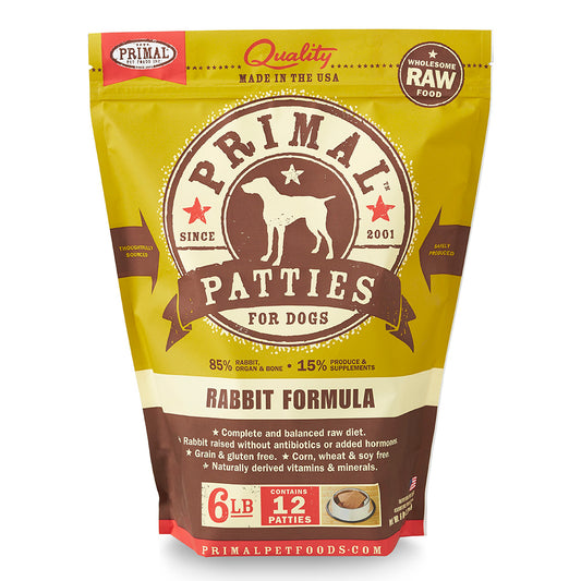 PRIMAL Frozen Patties 6lb - Rabbit