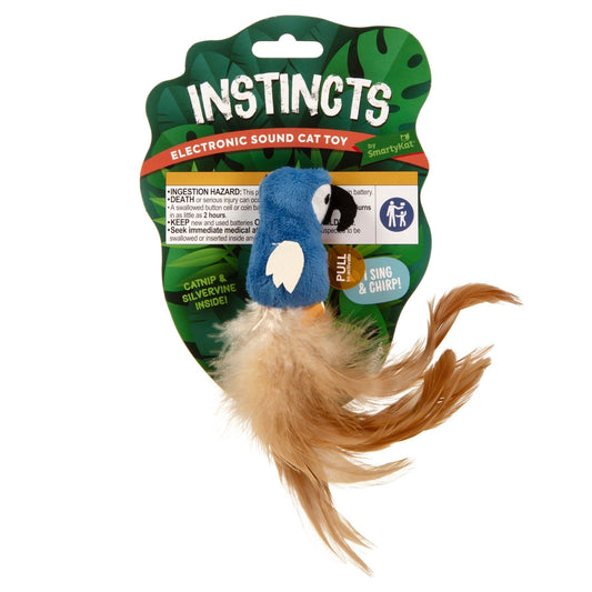 Instincts by SmartyKat Chatty Chirp HappyNip Silvervine & Catnip Plush Bird Electronic Sound Cat Toy